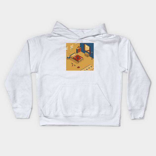 Dinosaur Bedroom Kids Hoodie by dalebrains